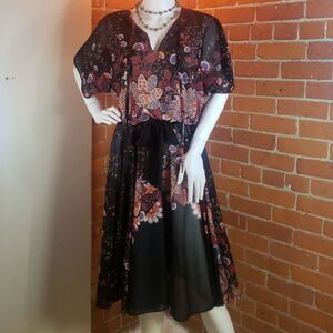 Vintage 1980s Sheer Floral Dress - Bohemian Dream